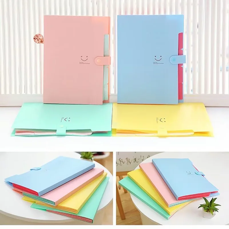 5page Classic Accordion File Folders - A4 Document Storage Bags with Plastic Material Durable and Expanda Document Folder