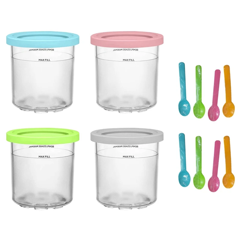 Ice Cream Pints And Lids For Ninja Creami NC301 NC300 NC299AMZ Series Ice Cream Storage Containers Food Freezer Durable