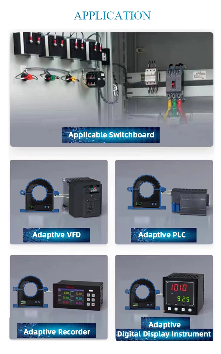 Sensore di corrente Hall ZA-K7 Ingresso CC 0-50-1500A 4-20 mA 0-5 V 0-10 V Uscita RS485 Trasmettitore di corrente split core ad anello aperto
