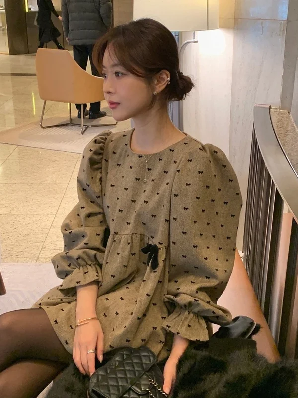 ريترو إلي المرأة irt ربيع 2026 جديد Faion العمر-Defng دمية الأعلى الكورية تصميم تحسس فقاعة القطن Sve القطن irt