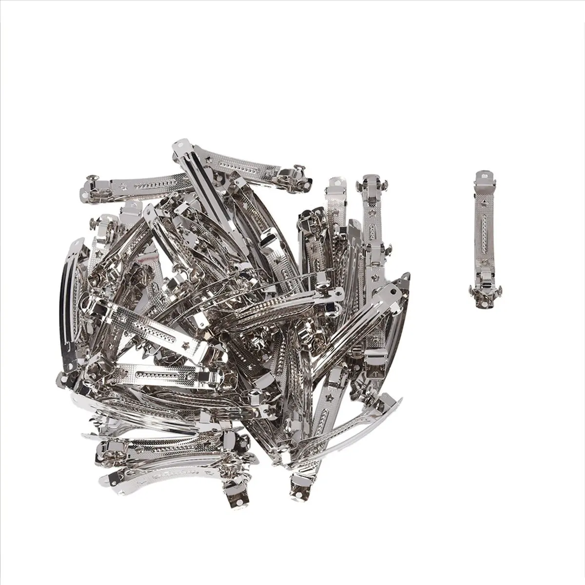 【COUPON!】{0}200 Pcs 80mm Metal French Clips Hair Bows Barrettes - Silver