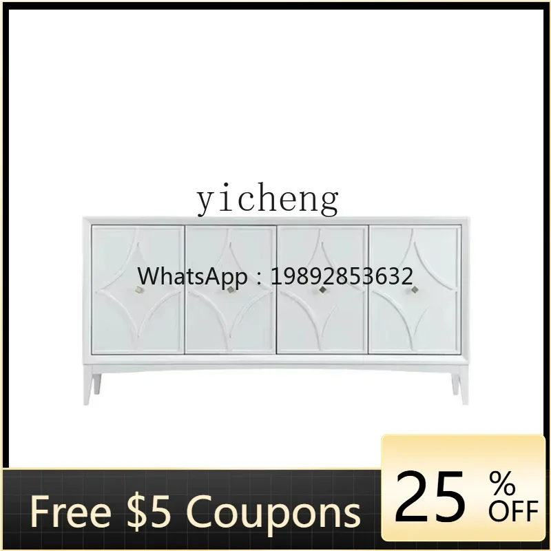 

Simple Style Sideboard Cabinet Living Room Tea Side Cabinet Affordable Luxury Style White Carved Hallway Curio Cabinet