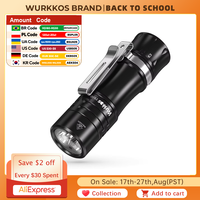 Wurkkos New TS10 V2 14500 Powerful Mini EDC Flashlight with 3* 90 CRI LEDs and 3* RGB Aux LEDs Anduril 2.0 Max 1400lm IPX8 Torch