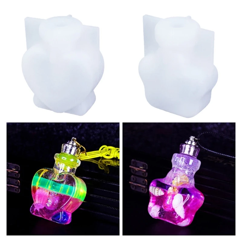 Night Light Mold Desktop Night Lamp Mold LED Display Base Bottle Epoxy Resin Molds Geometric Drift Bottle Silicone Molds