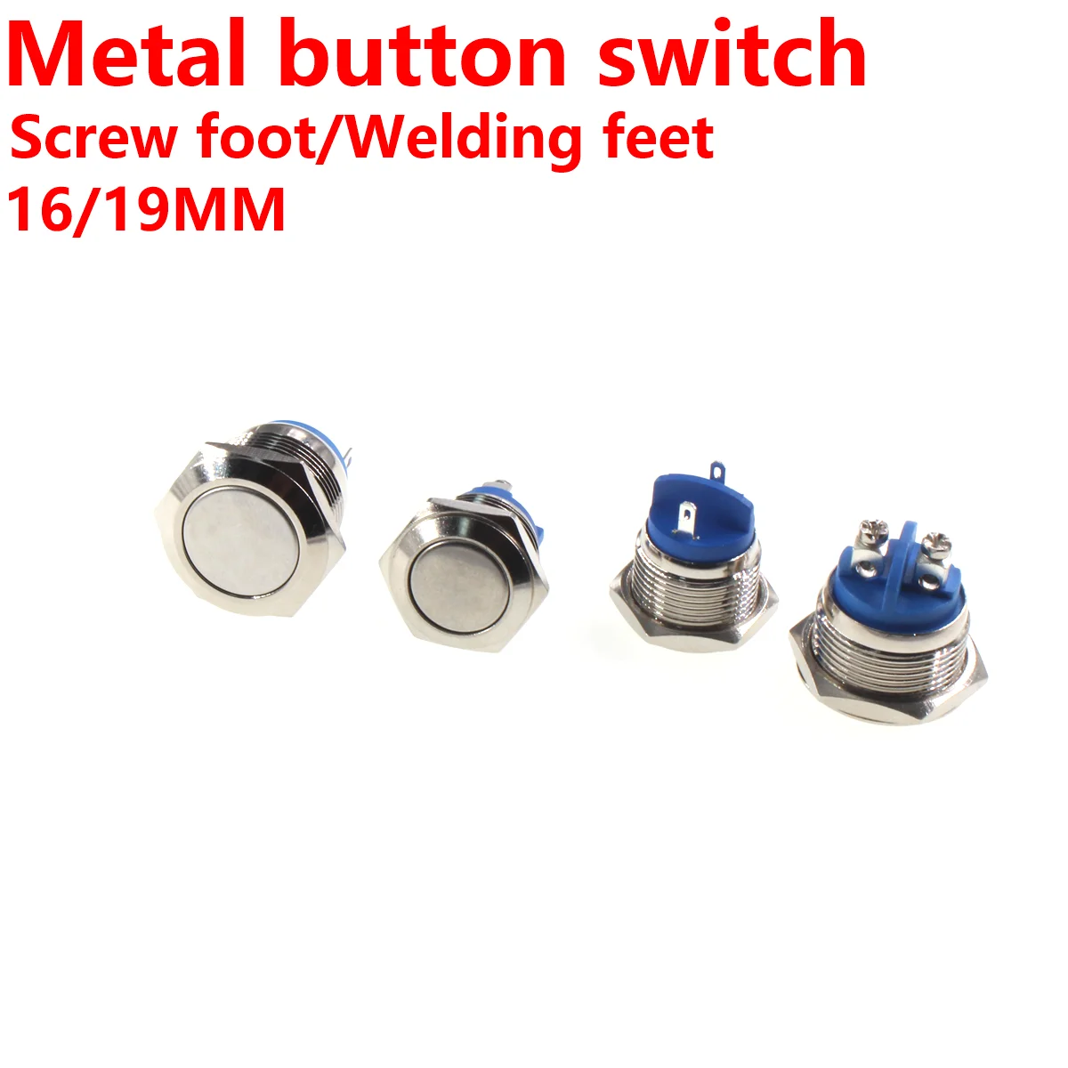 16/19MM metal button reset press on 2-pin jog waterproof car horn doorbell Non self-locking