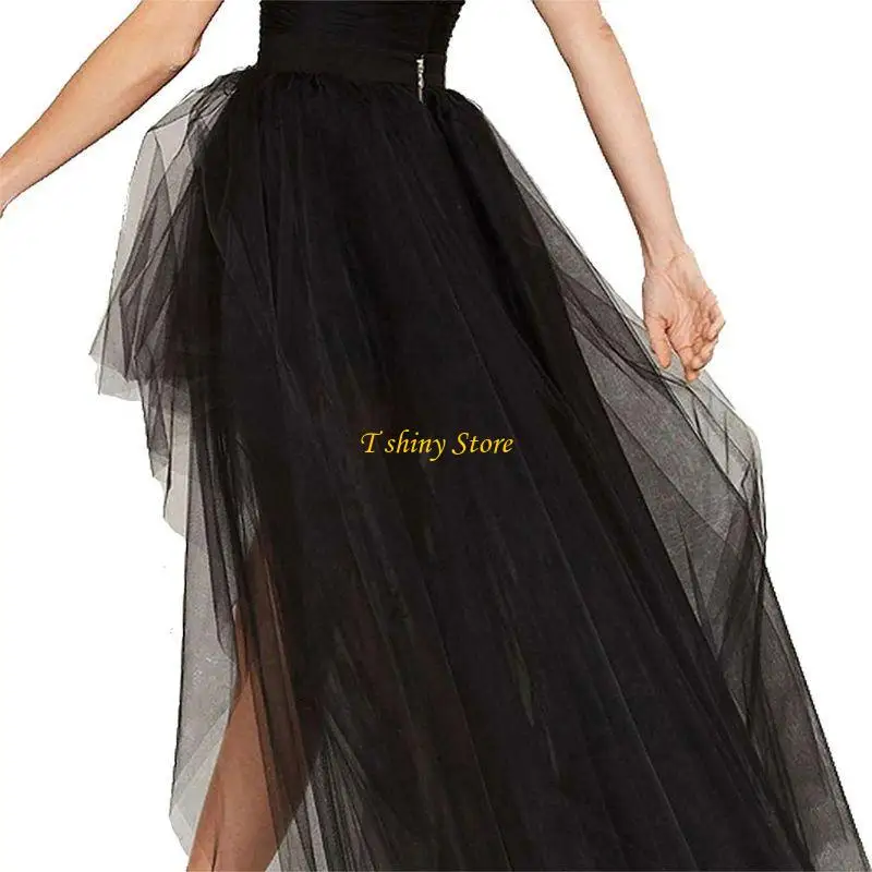 N58F Fashion Women Skirt New Punk Sexy Mesh Irregular Front Short Back Long Tutu Puff