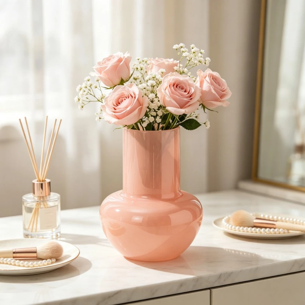 Modern Colored Glass Vase Nordic Bubble Shape Glass Flower Vase for Home Living Room Table Ornament