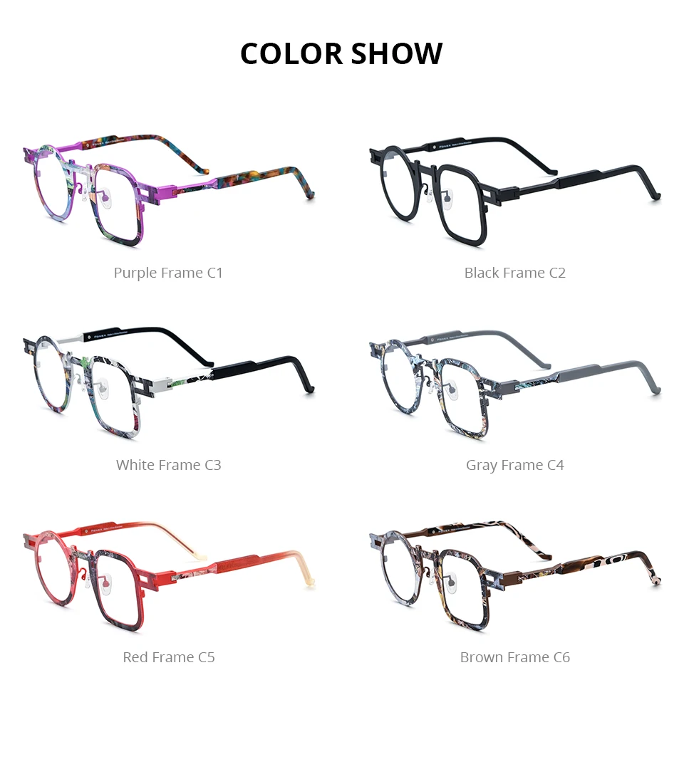 FONEX Reines Titan Brille Rahmen Männer 2025, Neue Mode Marke Design Quadrat Runde Brillen Frauen Retro Japanische Brillen 85924 – Detail 5