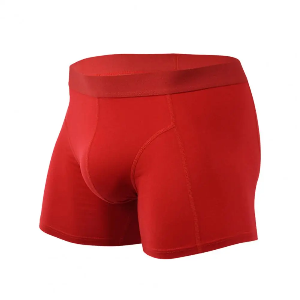 2026 Men Boxer Briefs Mid-rise Elastic Waist U-Convex Shorts Underwear Solid Color Breathable Slim Fit Design Panties