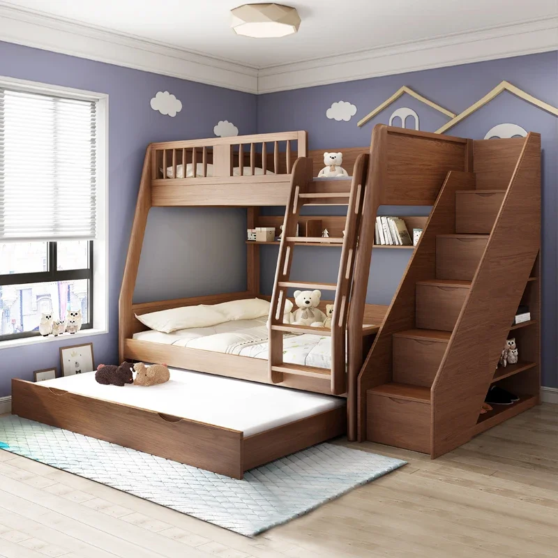 Bunk bed, adult small apartment, children\'s mother bed, solid wood, two-story adult multi-functional combination