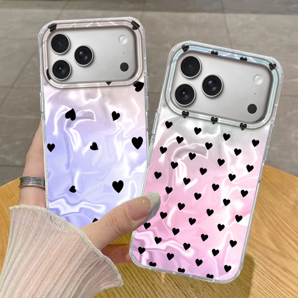 INS Girl Luxus-Handyhülle für iPhone 17 Pro Max Air 16 16e 15 14 13 12 7 8 Plus X XS XR SE 2022 Bunte Herz-Design-Abdeckung