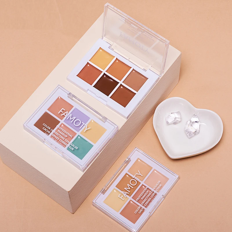 Palette de 6 couleurs de correcteur, vert, rose, naturel, 256, éclaircissant, ration t, couverture de teint, acné, boutons, fond de teint, maquillage