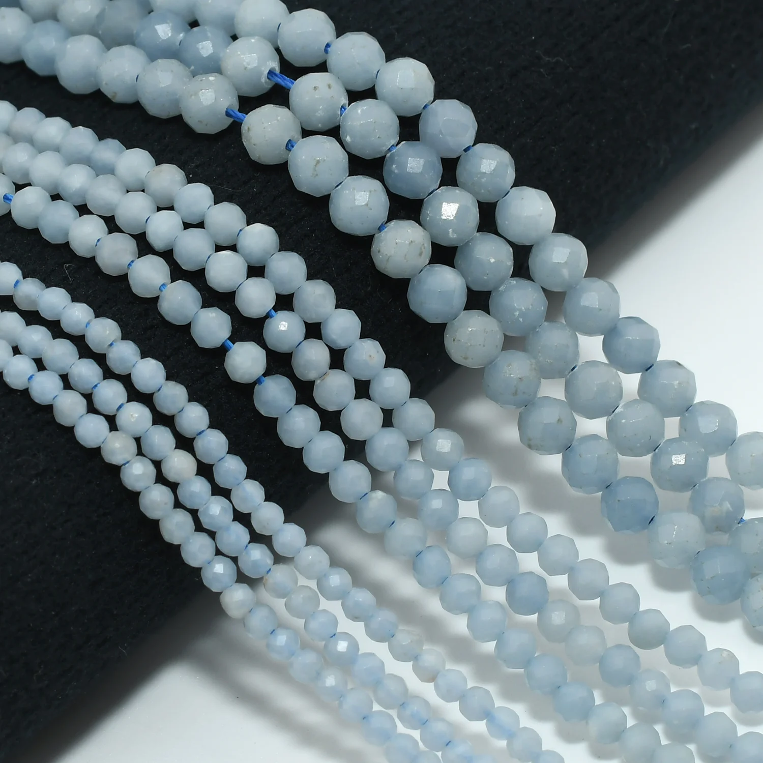 Natural Angelite / Anhydrite Faceted Round Beads 2.3mm/3mm/4.3mm