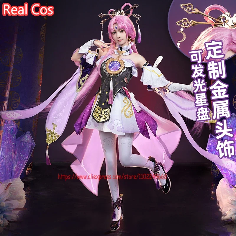 COSGOGO Game Honkai:Star Rail Fu Xuan Cosplay Costume Halloween Outfits Women Animation Full Set Lovely Dress Wig Headwear