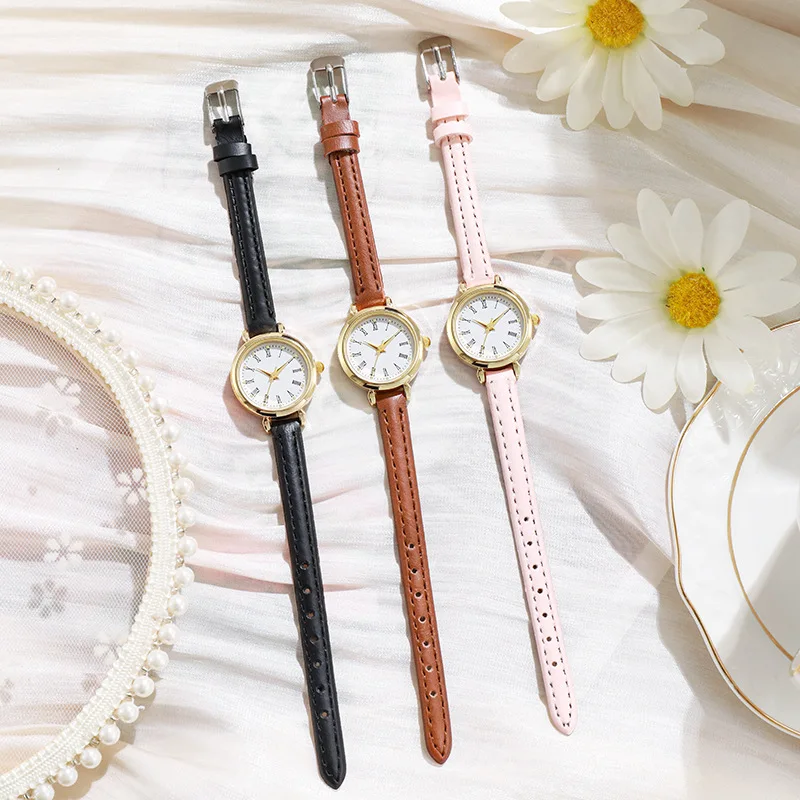 

Ladies Watches Vintage Luxury Quartz Wristwatches Brown Thin Small Dial Leather Strap Elegant Bracelet Watch Relogio Feminino