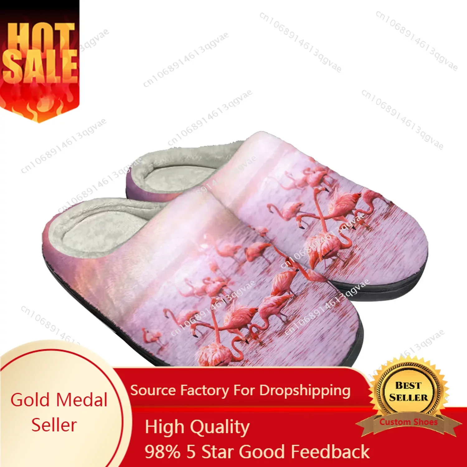 

Flamingo Printed Home Cotton Slippers High Quality Mens Womens Plush Bedroom Casual Keep Warm Shoes Customized Thermal Slipper