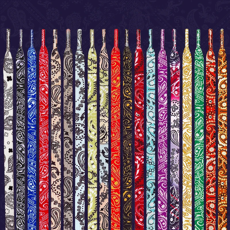 Bunte flache Schnürsenkel für Turnschuhe, Sport, Cashew-Blumen, Gummi-Schnürsenkel, Damen und Herren, Basketball-Schnürsenkel, 120/140/160 cm, Zubehör