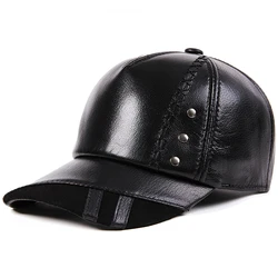 Autumn and Winter Middle and Elderly Head Layer Sheepskin Hat Thin Genuine Leather Hat Men's Korean Leisure Baseball hat