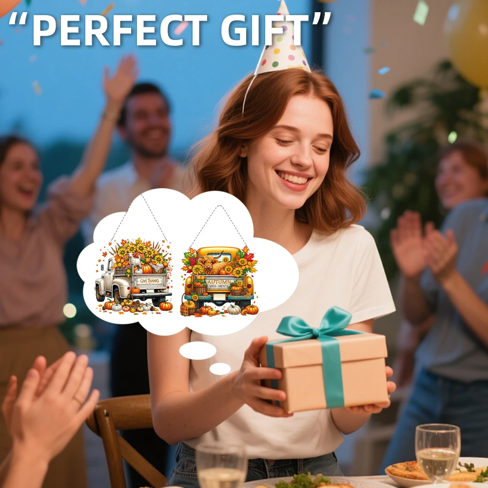 

Набор для алмазной вышивки (2 шт.) с тыквенной тематикой, 2D/плоский, для самостоятельного изготовления, подвесные алмазные картины, наборы для алмазной вышивки, подвески, украшения для дома, настенный декор, поделки