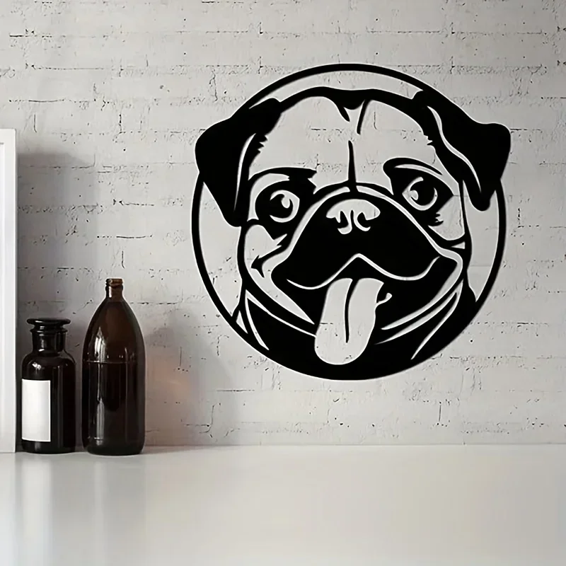 HELLOYOUNG CIFBUY Pug Metal Home Decoration, Pug Metal Wall Art Decor Pug Metal Wall Dog Sign, Dog Wall Hanging Living Room bedr