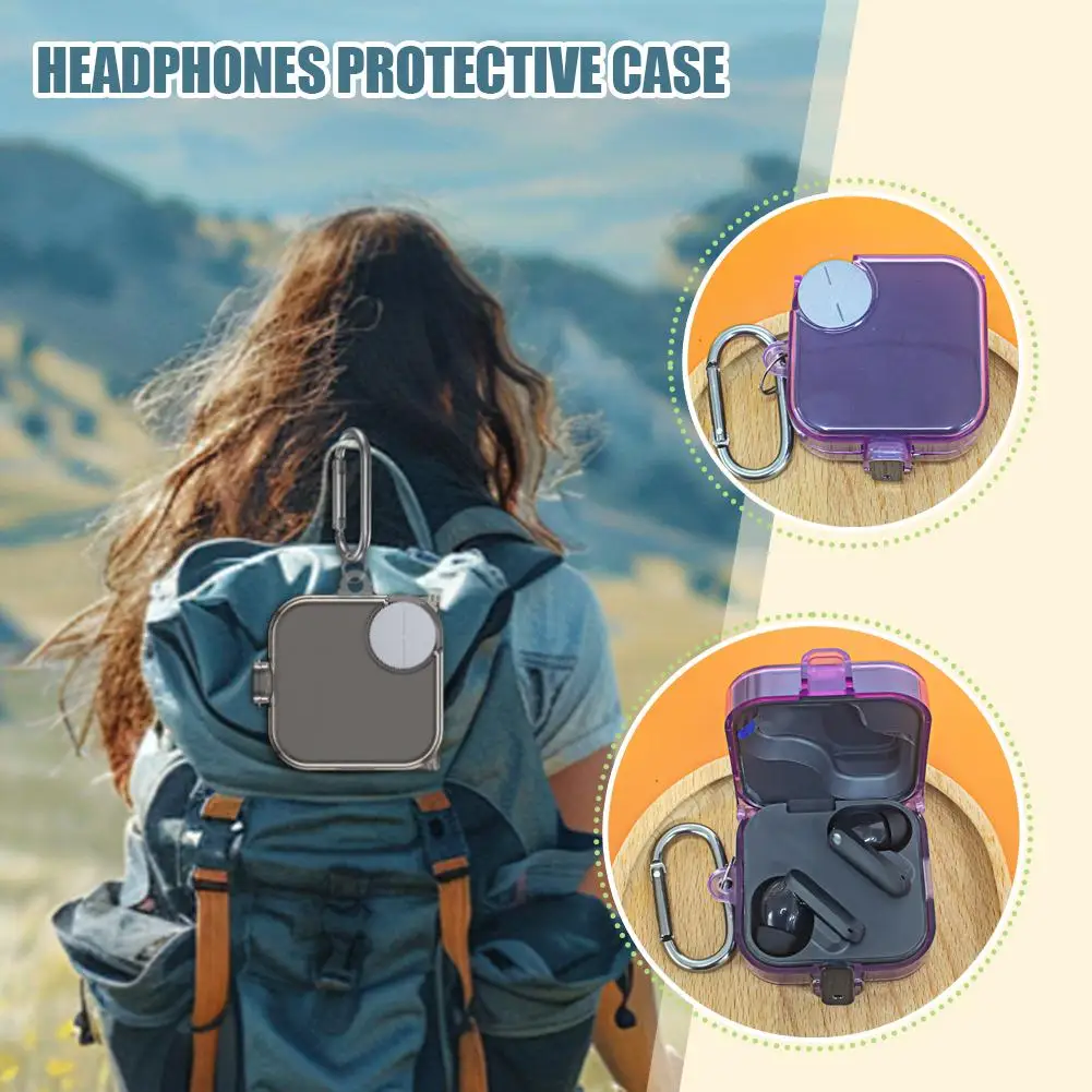 Transparent Cover For Cmf Buds Pro 2 Tpu Prtoective Cover With Lock And Hook Wireless Buletooth Headphone Cover H3f0