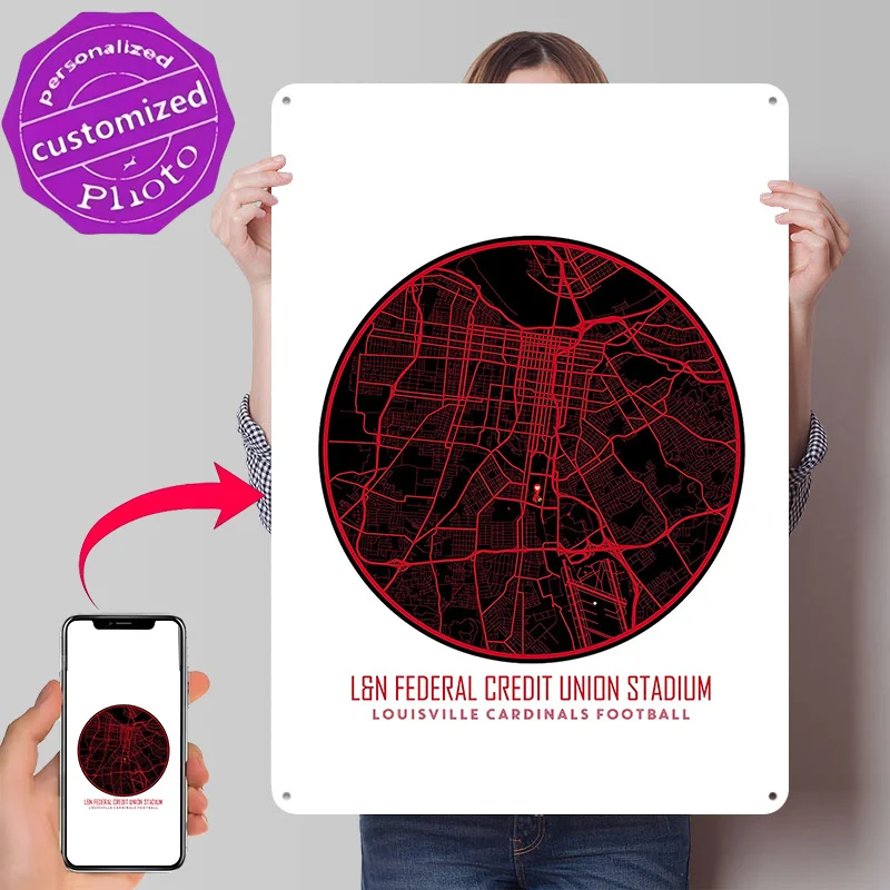 Louisville Cardinals 3D Texture Metal Poster Customized Wall Art Tin Sign Gift for Mancave Decoration Room Decor Luxury Home Man