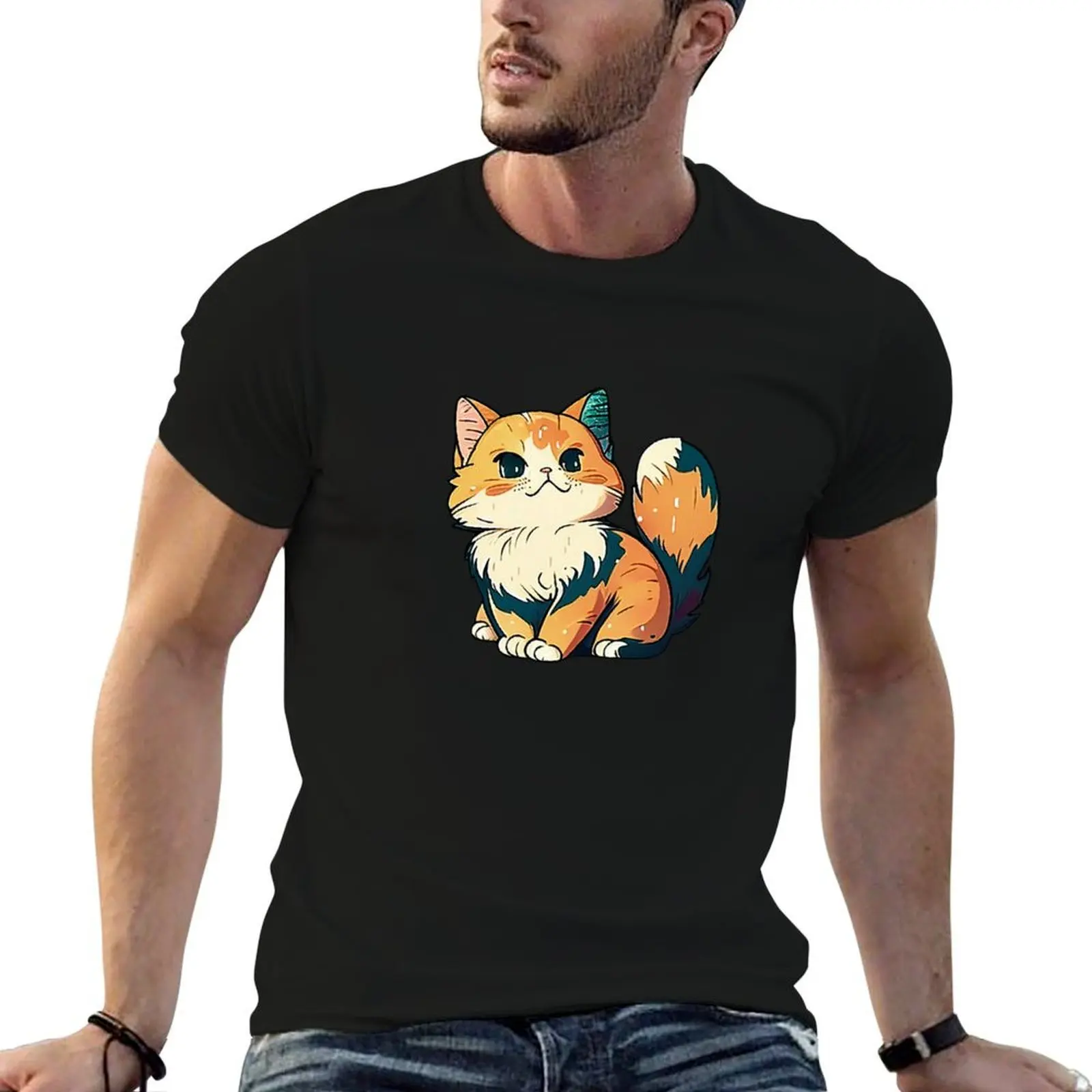 Cute cat T-Shirt Funny t-shirt graphic t shirts men workout shirt