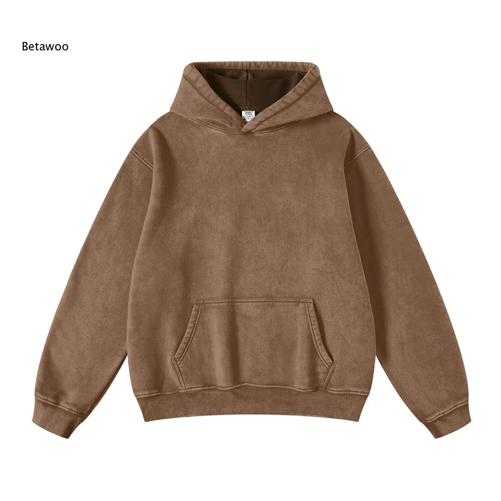Fall Winter Men Vintage Washed Hoodie Pullover Style Long Sleeve Sweatshirt Kangaroo Pocket Loose Fit Top For Casual Dressing