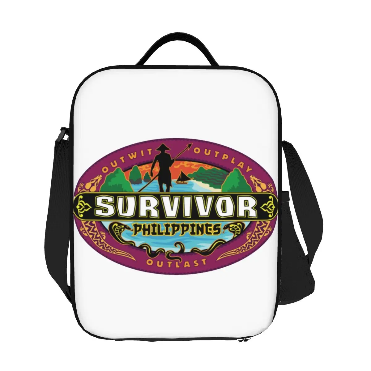 

Custom Reality TV Survivor Philippines Thermal Insulated Lunch Bag Women Resuable Lunch Container School Storage Bento Food Box