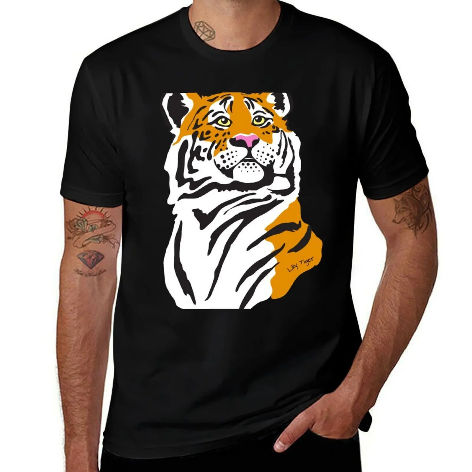 Lilly Tiger - cute simple vector tiger illustration T-Shirt Comfortable Workout Short Sleeve Shirt