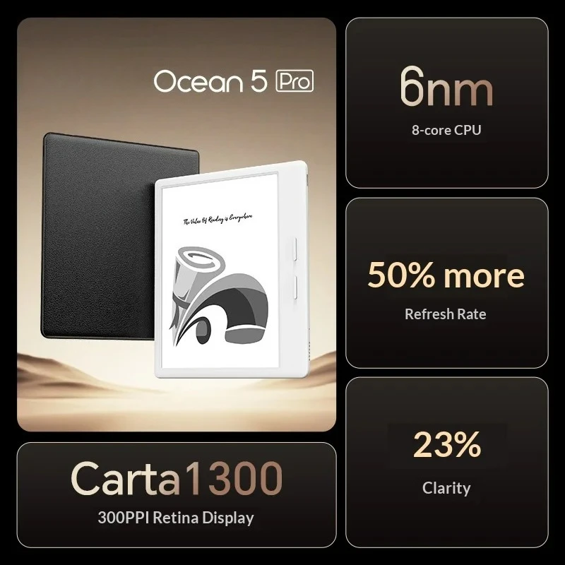 Ocean5 Pro 7-inch Smart E-Ink Screen Reader 8-core 4+64GB with Eye Protection for Studying and Reading 2400mAh