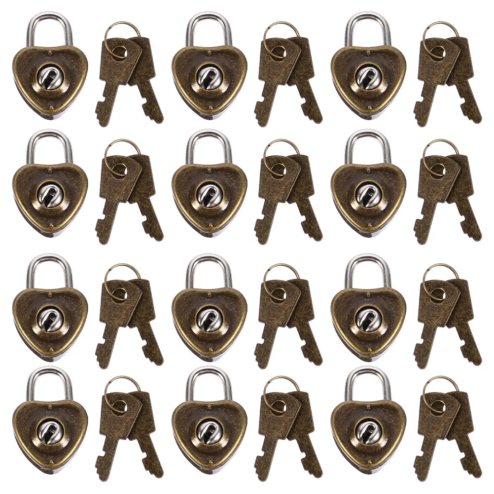 

25 Pcs Love Vintage Lock Lovers Padlock Diary Iron Hanging Luggage Mini Locks with Keys