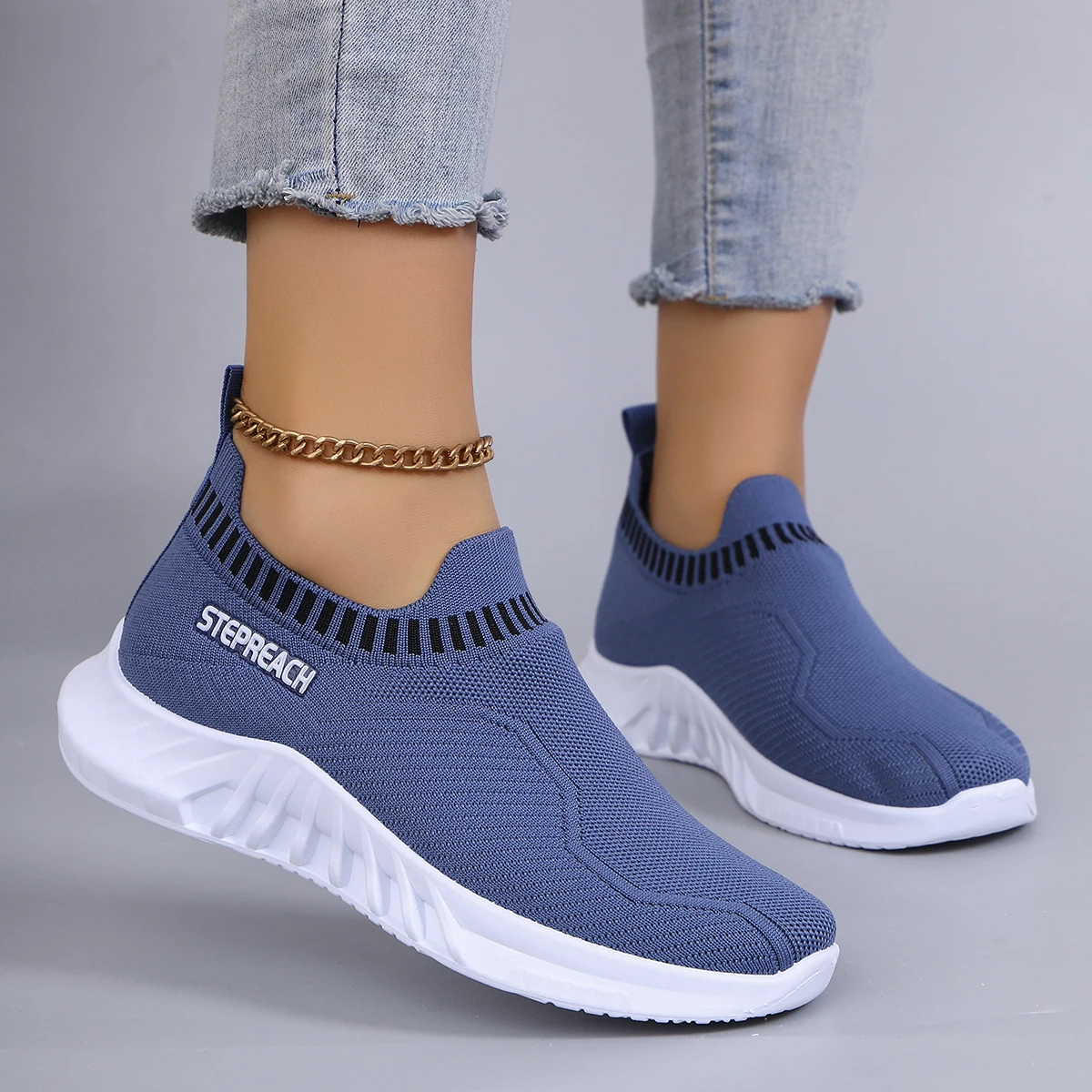 Frühlingsneue Damen-Freizeitsportschuhe, bequem, atmungsaktiv, leicht, verschleißfest, faule Schuhe, flache Schuhe mit weicher Sohle