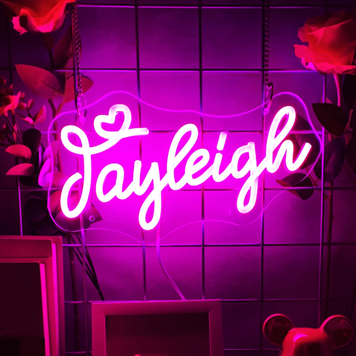 Pink love letters neon lights can adjust brightness, apply to parties, bars, KTV, birthday decorations to illuminate your life