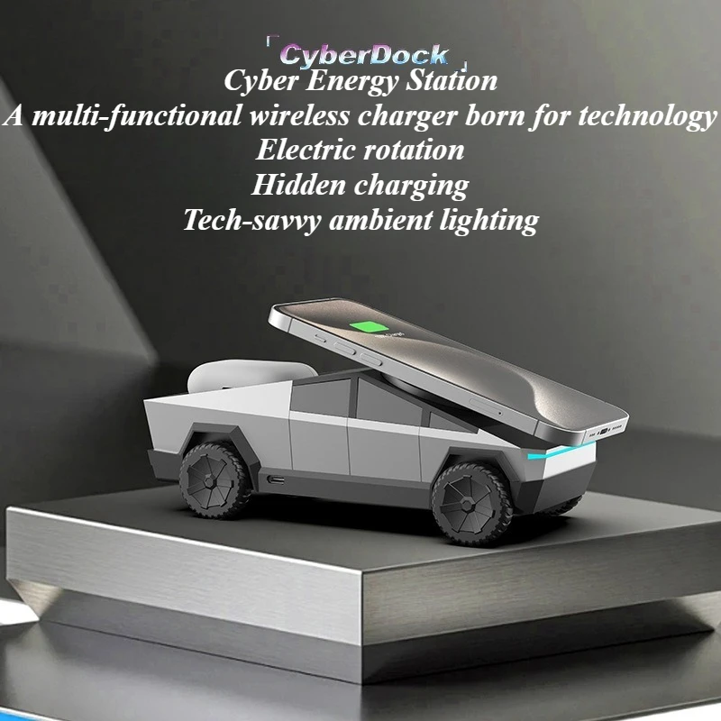 

For Tesla Cybertruck 2024 in 1 Wireless Charger Station Qi2 Fast Charging Pad 15W for iPhone Samsung Desktop Accessories Holder