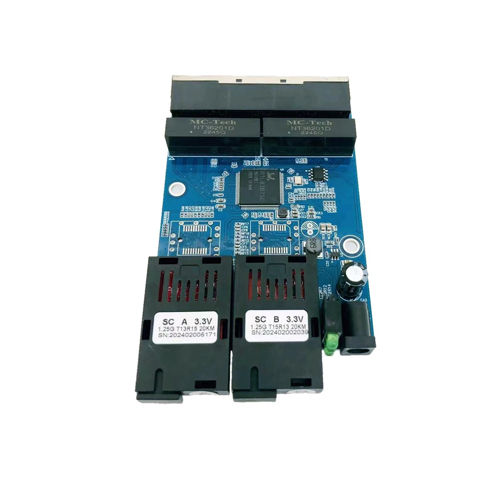 

Медиаконвертер 10/100/1000 м, 2 волокна, 4 RJ45 Gigabit PCBA SC 10/100/1000 м, 3 шт.