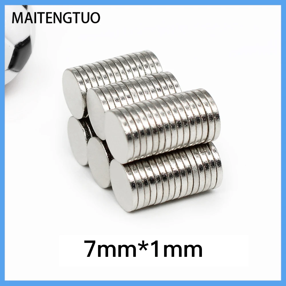 

50/100/200/300/500/1000PCS 7x1 mm thin sheet N35 Neodymium Magnet Disc Powerful Magnets Round 7x1 mm Permanent Magnet 7mm*1mm
