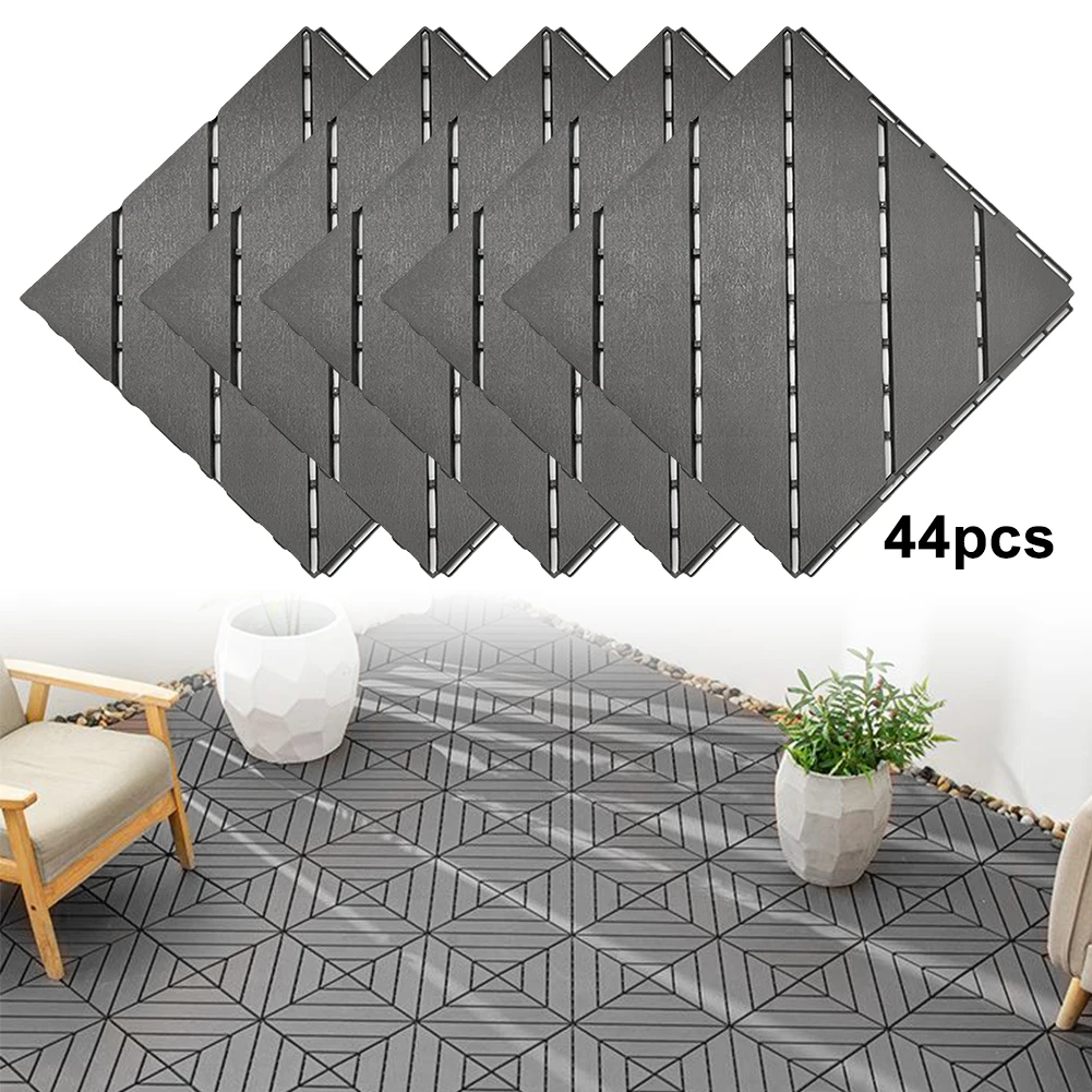 44Pcs Weatherproof Patio Decking Tiles Waterproof Patio Garden Deck Tiles All Weather Use Deck Tiles for Balcony Patio