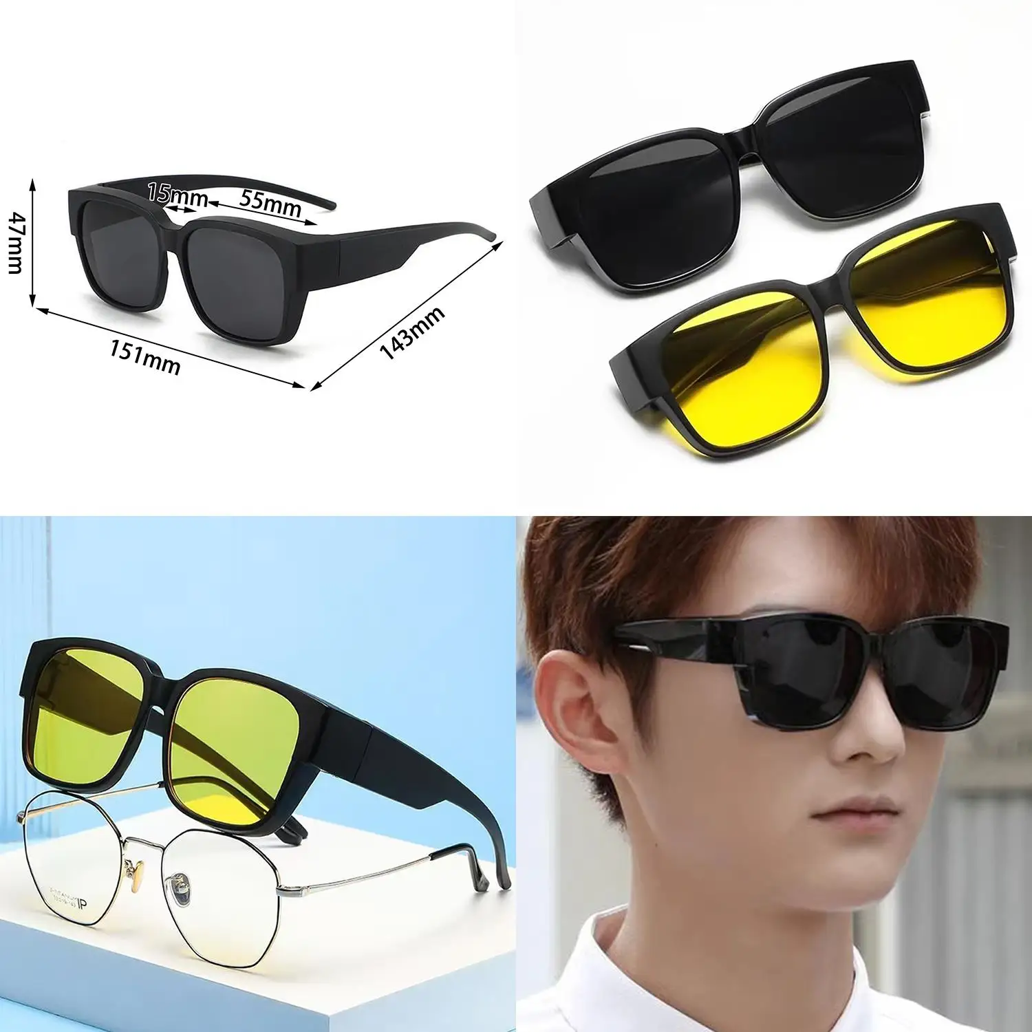 Nouvelle mode lunettes de soleil polarisées couvrir sur myopie lunettes de Prescription Portable hommes femmes Vintage pêche conduite lunettes