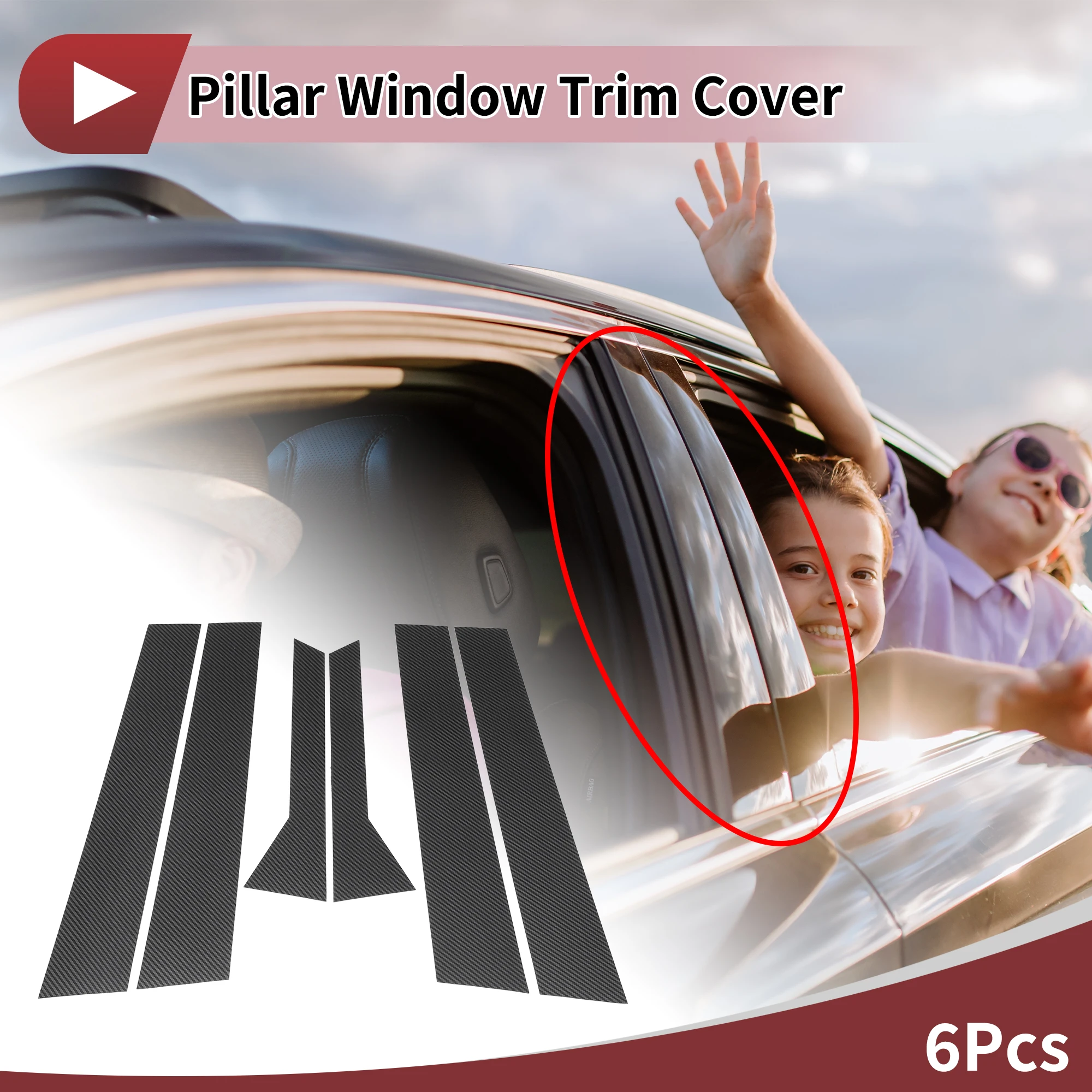 

UXCELL Door Pillar Window Trim for Hyundai Accent Hatchback 11-17 Carbon Fiber Black