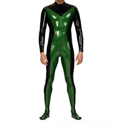 Natural  Latex Men Catsuit Tight Rubber Slim Bodysuit Green and Black Jumpsuit Plus Size Custom Made S-LCM160