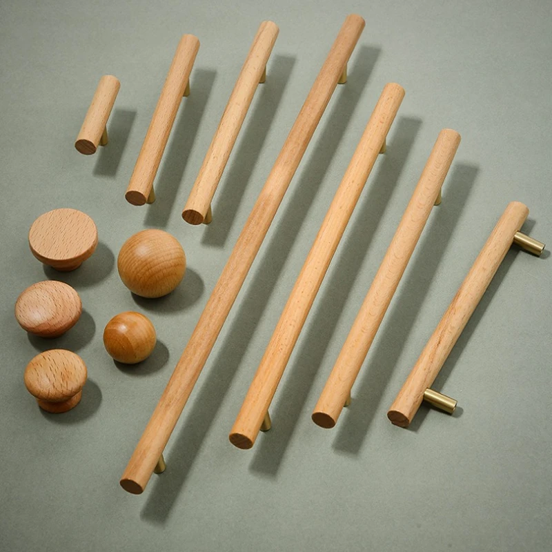

Brass and Beech Wood Furniture Handles Burlywood Handles for Wardrobe and Drawer Kitchen Cabinet Handles Shoe Cabinets Pulls