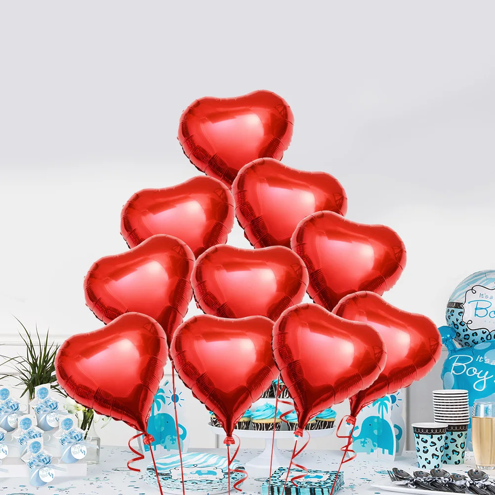 

25pcs 18 Inch Love Heart Aluminum Foil Party Decoration Supplies Full Size Easy Inflate Bright Color Red For Home Bar Club