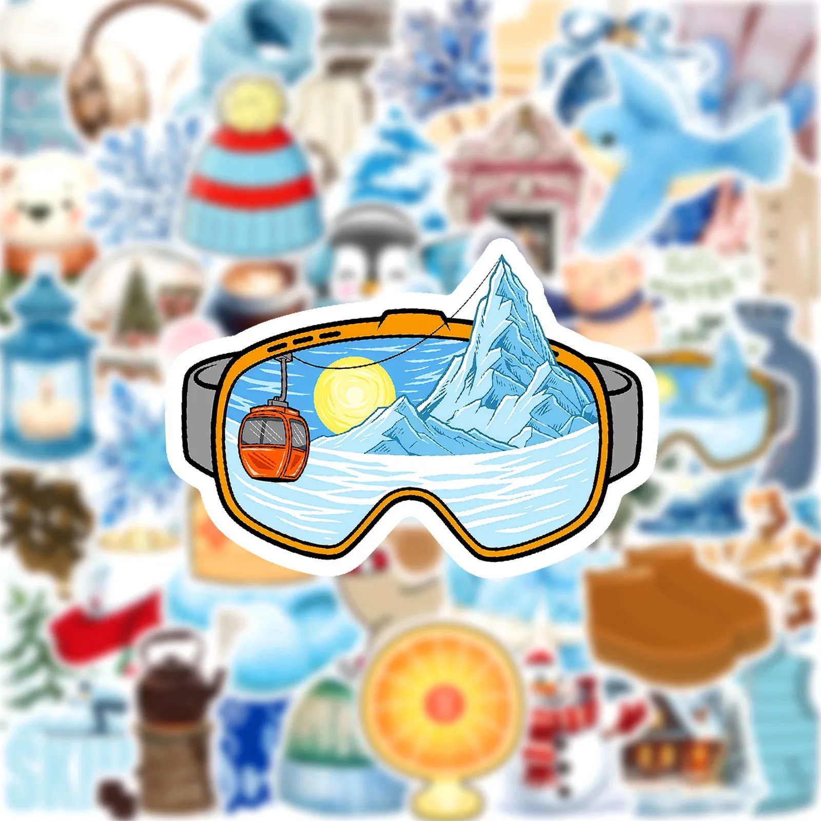 50 pçs bonito estilo nórdico quente inverno paisagem adesivos dos desenhos animados ins decalques mala telefone geladeira diy decoração de natal adesivo