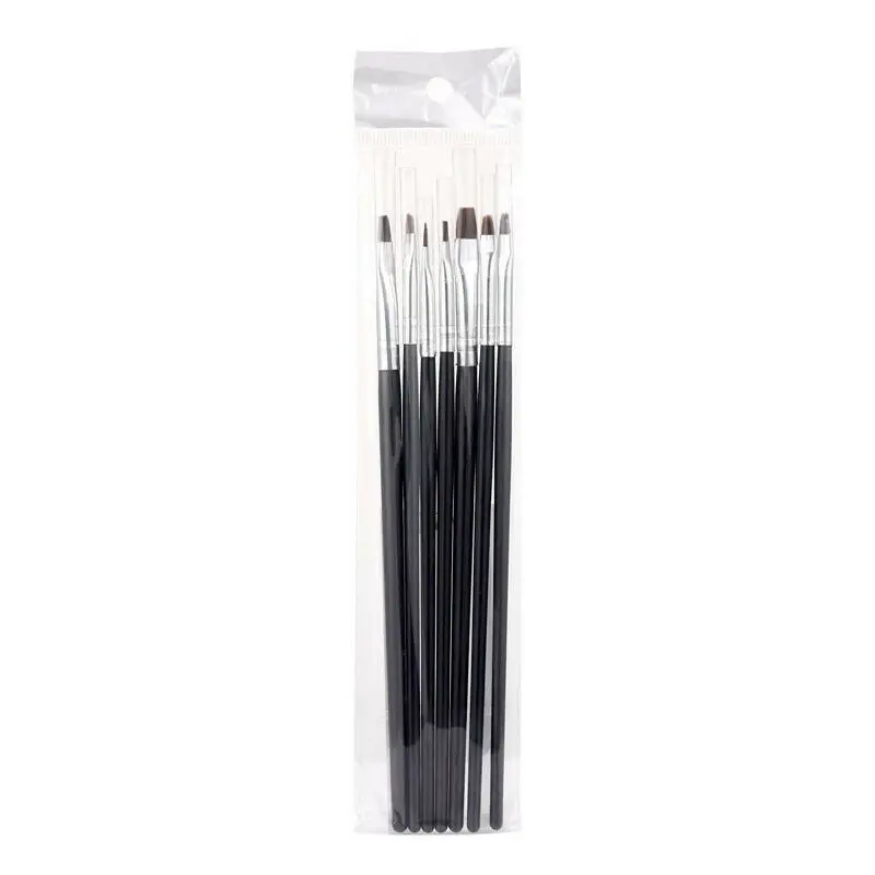 Kit de pinceaux noirs pour l'art des ongles, pinceaux pour le dessin, la peinture, l'extension de gel UV acrylique, la manucure professionnelle, l'outil d'art des ongles, 7 pièces par ensemble