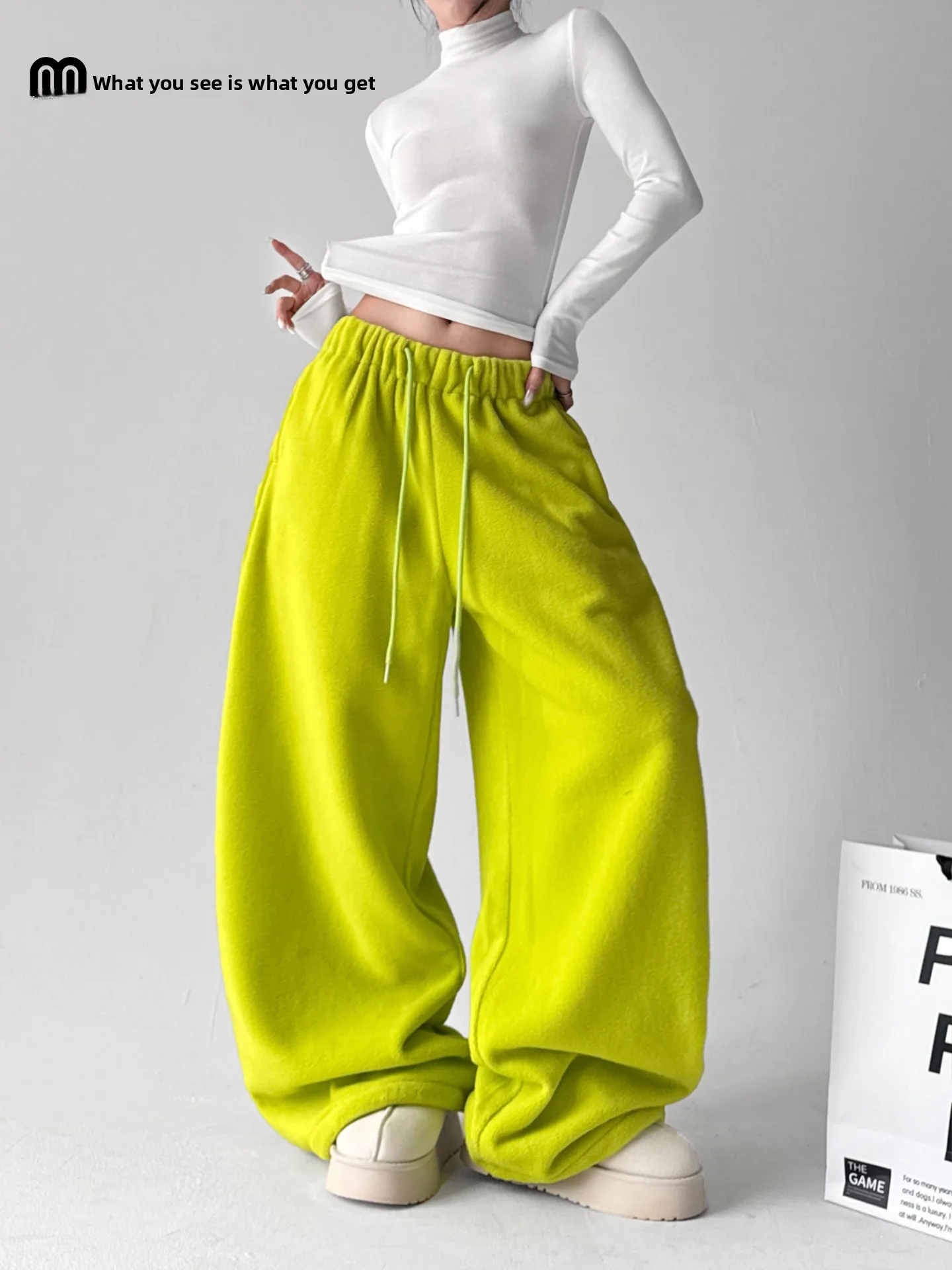 

Женские брюки с высокой талией и широкими штанинами Dopane Fce, драпированные, свободные, повседневные, осенне-зимние, модные, больших размеров