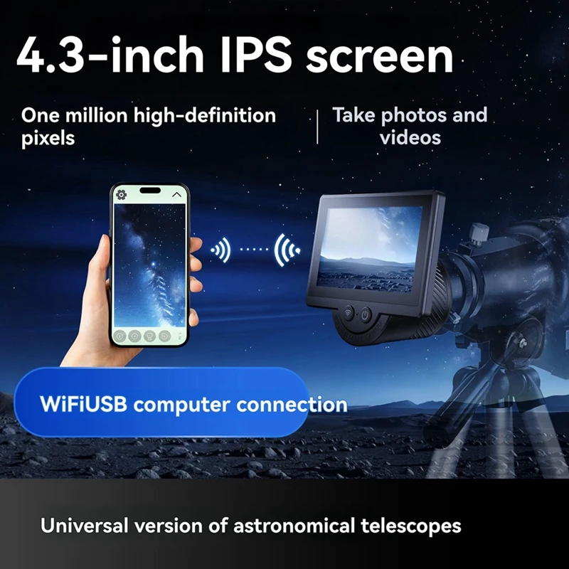 New 4.3 Inch IPS Display Screen WiFi Astronomical Telescope Electronic Eyepiece Recorder Planetary Camera HD Camcorder-A23R