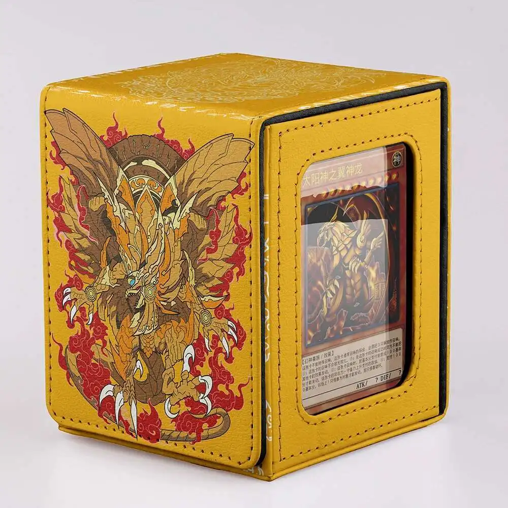 100+Golden Dragon Theme Card Organizer High Quality Deck Box TCG Card Durable Compact Portable Perfect For YGO Collectible Games