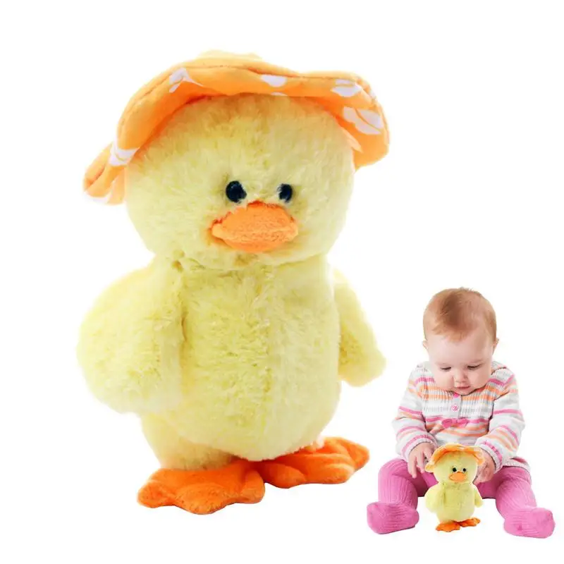 Singing Yellow Duck Plush Toy Soft Stuffed Animal Interactive Fine Motor Skill Development Sensory Learning Toy Gift For Kids