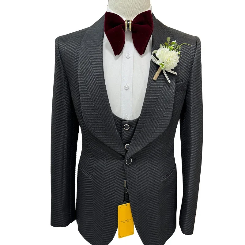 Conjunto de traje formal de 3 piezas para hombre, chaqueta, chaleco, pantalones, trajes de novio de boda, esmoquin de compromiso para cena de padrino, trajes para hombre